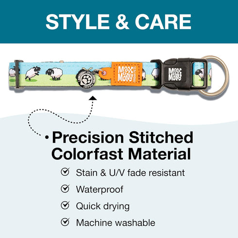 Max & Molly Black Sheep Dog Collar with Safety QR Code Tag, Soft Adjustable Waterproof Design