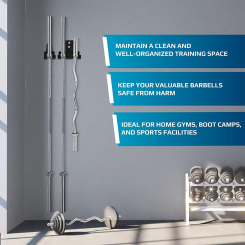 Yes4All Olympic Barbell Holder, Vertical Wall Mounted Barbell Storage Rack for Home Fitness Equipment