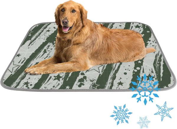 Generic Dog Cooling Blanket Ice Silk Cooling Mat for Bed Minimalist Striped Print