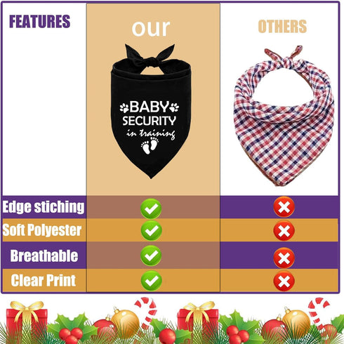 Lcekterur (2 Pack) Pregnancy Announcement Dog Bandana Baby Security in Training Printed Bandanas Baby Announcement Dog