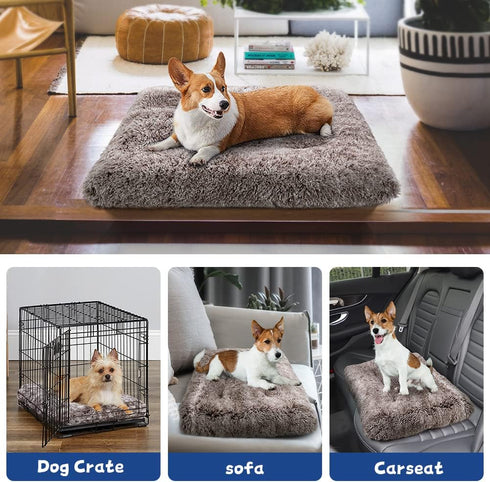 ULIGOTA Dog Bed Crate Pad, Plush Soft Bed for Small Medium Large Dogs, Washable Anti-Slip Kennel Crate Mats for