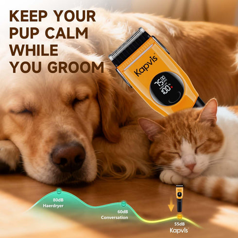 6 Dog Clippers for Grooming Thick Hair with LED Light,Poodle Grooming Kit with Guide Combs for Dogs Cats Sheep Animals