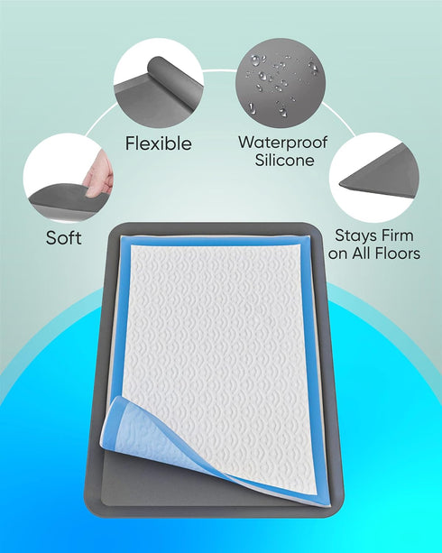 11.5 17 TidyFriend Puppy Pad Holder Tray Fits for x Wee Wee Pee Pads - Stable Grip, Raised Edges, Quick-Wipe Silicone