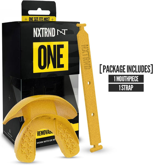 Nxtrnd One Football Mouth Guard with Strap, Fits Adult & Youth (Gold)