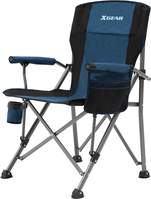 XGEAR Camping Chair Hard Arm High Back Lawn Chair Heavy Duty with