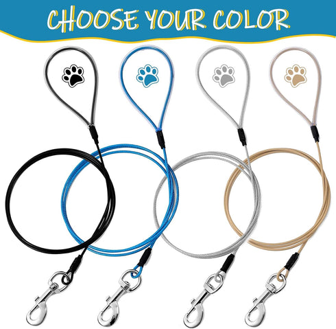 Chew Proof 6FT Dog Leash, Heavy Duty Metal Cable Lead Made of Coated Wire Rope for Large Dogs and Puppies