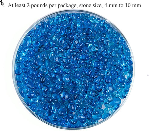 2 Pounds Landscape Glass Pebble Gravel Sand for Aquariums and Terrarium Landscape, Natural Blue.