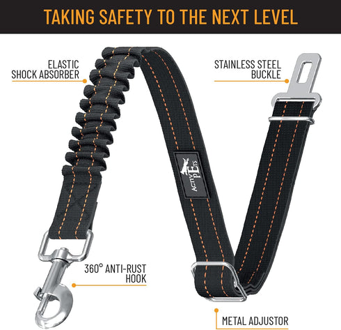 Active Pets Dog Seatbelt, Adjustable Safety Dog Seat Car Harness, Dog Seat Belt for Pets - Durable Dog Seatbelts