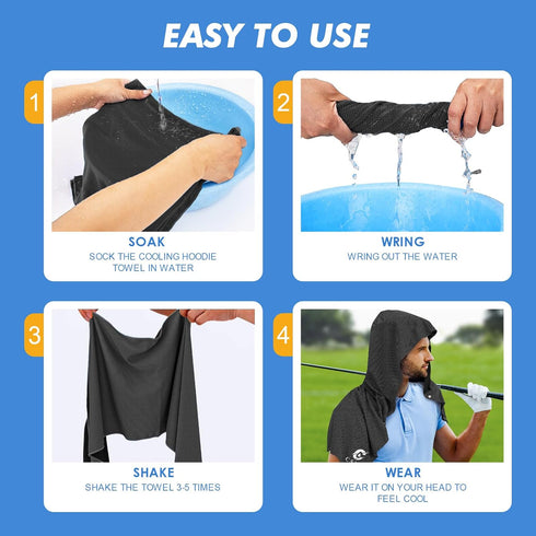 3 Pack 50 CSITE Cooling Hoodie Towels for Neck and Face, UPF Sun Protection & Instant Cooling, Ice Towels for Hot