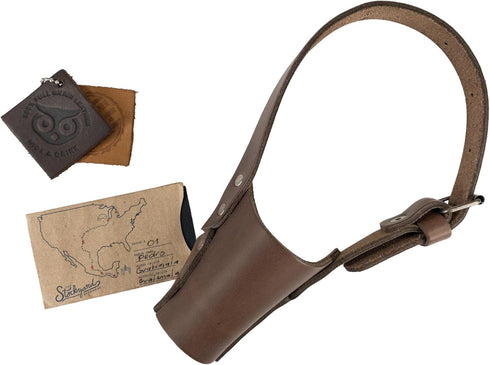 Hide & Drink Leather Dog Muzzle Guard, Secure Prevents Biting Chewing for Pitbull German Shepherd & Any Breeds