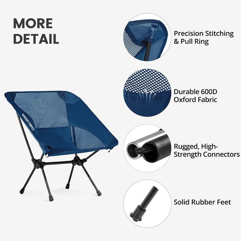 Backpacking CAMEL CROWN Camping Chair Heavy Duty Chair - Ultra-Light Folding Chair with Carry Bag, Portable Compact