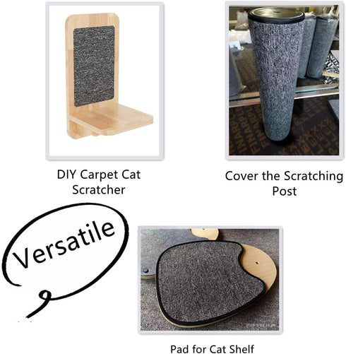 78.7"x15.8" Trimmable Self-adhesive Carpet Mat Pad Replacement for Cat Tree Shelf Shelves, Cat Wall Furniture Steps, Cat Carpet Scratching Post Scratcher Couch Protector by SHENGOCASE