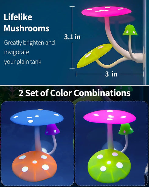 Uniclife 2 Pack Betta Mushroom Hammock, Soft Aquarium Rest Bed with Suction Cup for Fish Tank Landscape