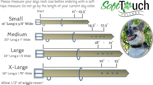 Padded Leather Dog Collar, Tan and Teal, Medium Size, 20" Long x 1" Wide, Neck Size 14.5" to 17.5"