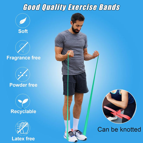 Resistance Bands for Working Out, Elastic Exercise Bands Set for Stretching, Suitable for Rehab, Yoga, Pilates