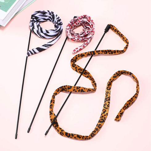 Sumind 3 Pieces Jungle Cat Wand Teaser Charmer Interactive Fun Toys for Kittens, 3 Styles (Classic Color)