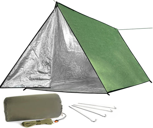 Wild Must: LYN Extra Large 3 Person Reusable Survival Shelter Tent, Waterproof, Fireproof, Lightweight