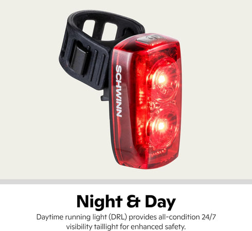 Schwinn Rechargeable Bike Tail Light, 80 Lumens, Type-C USB, Enhanced Visibility, Bicycle Accessory