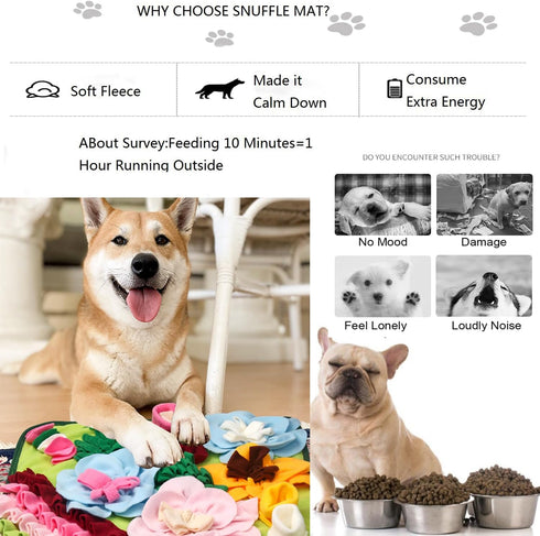 Snuffle Mat Dogs Pet Slow Feeding Mats Puppy Sniffing Pad,Cat Interactive Puzzle Toys for Small,Medium,Large Dogs,Encourages Natural Foraging Skills,Training,Stress Release (Leaf)