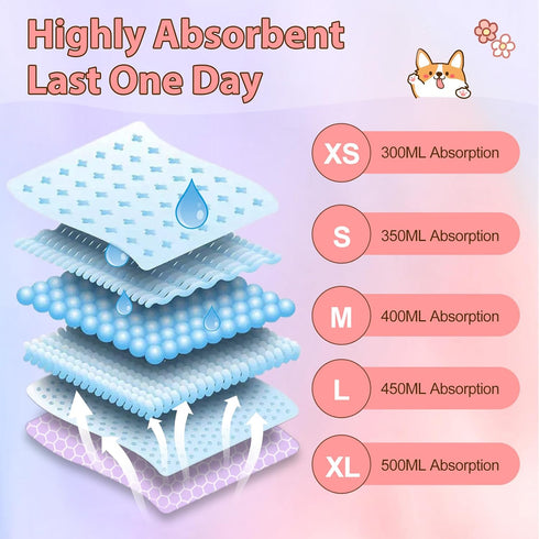 10 Ambreview Disposable Dog Diapers Female, Just Pull It Up, Doggie Diapers for Female Dogs, Strong Absorbency | Leak