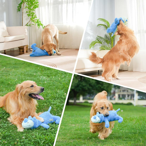 Hero Giant Chuckles Plush Dog Toy - Durable Squeaky Toy with Grunt Squeaker, XL, Rhino
