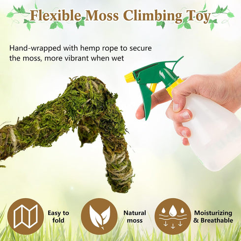 6 Hammock PCS Hermit Crab Accessories Large Bendable Moss Hermit Crab Climbing Toys Coconut Shell Hut with Ladder