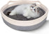 Cotton Rope Woven Cat Bed Basket, Small Dogs Sofa Bed with Double Sided Mat, 14"x14"x4", Washable Round Bed