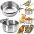 MotBach 2 Pack Stainless Steel Bird Feeding Dish Cups, Pet Cage Cups Holder for Birds and Small Animals