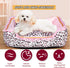 Gigreinc Cute Pink Puppy Sleeping Mat Bed with Leopard Pattern, Round Square Shape Cat Dog Sofa Bed, Pet House Nest
