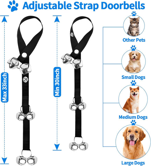 2 Pack Dog Doorbells, Pet Training Bells for Potty Training and Communication Device, Adjustable Strap Door Bell