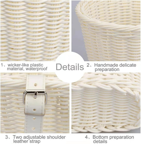 Kid's Bicycle Basket, Colored Tassels Wicker Front Handlebar Bike Basket with Streamers, Bell, and Stickers