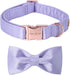 Unique Style Paws Dog Collar, Purple Silk Collar with Bow, Soft Bowtie Adjustable Pet Collar Gift for Medium Female Dogs
