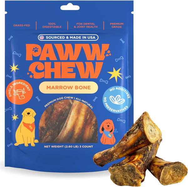 PAWW CHEW 100% Natural Dog Bones, Single Ingredient 7-8 inc (3 Pack)