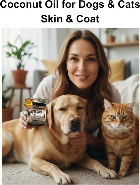 32 oz, Elbows, Organic Coconut Oil for Dogs & Cats Skin and Coat, Natural Treatment for Itchy Skin, Dry Paws & Nose
