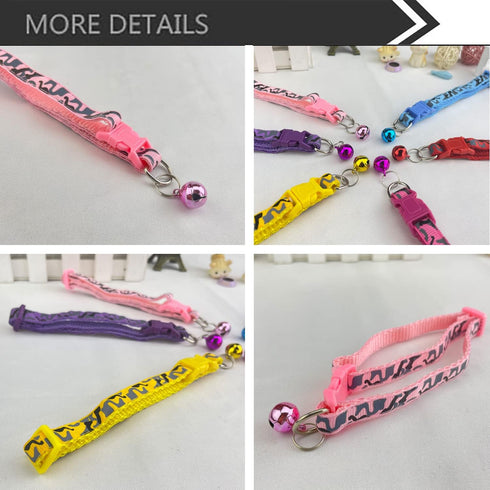 Camouflage Cat Collar with Bells, Purple