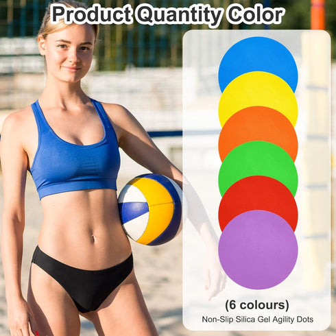 Afcabakila 18 9 Inch PCS Non-Slip Rubber Spot Markers, Agility Training Dots, Multi-Color Poly Vinyl Floor Cones
