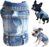 Dog Jean Jacket, Blue Denim Lapel Vest Coat Costume for Small Medium Dogs and Cats (L)