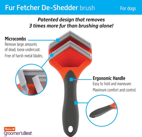 Hartz Groomer's Best Fur Fetcher De-Shedder Dog Brush, Black