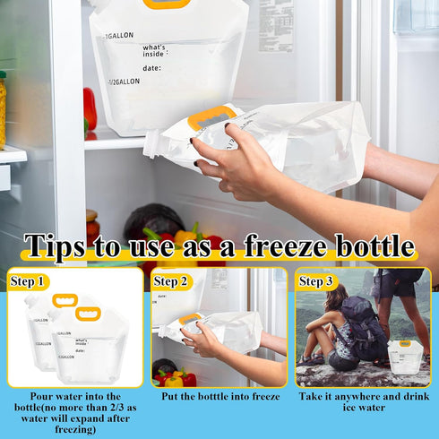 12 Pack 1.3 Tessco for you Gallon Collapsible Water Storage Bag Water Container Emergency Jug Plastic Storage Pouch