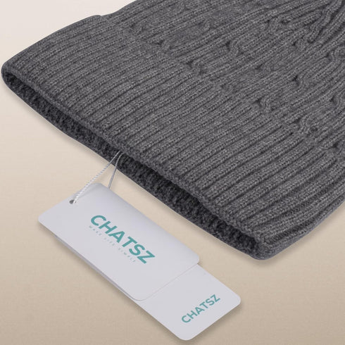 Thick Lined Cuff Beanie, Men & Women Winter Knit Skullcap, Roll-up Edge Thermal Cap