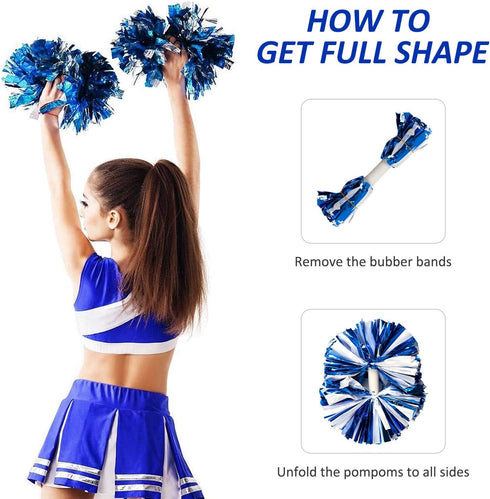 Supkiir 4Pcs Cheerleading Pom Poms for Women, 2 Pair Cheer Pompoms for School Sports Games Team Spirit