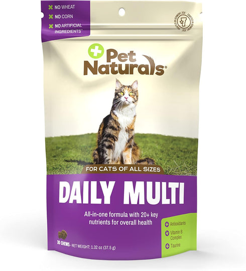 Pet Naturals Daily Multivitamin for Cats, 30 Fish Flavored Chews with Biotin, Taurine, and Arginine