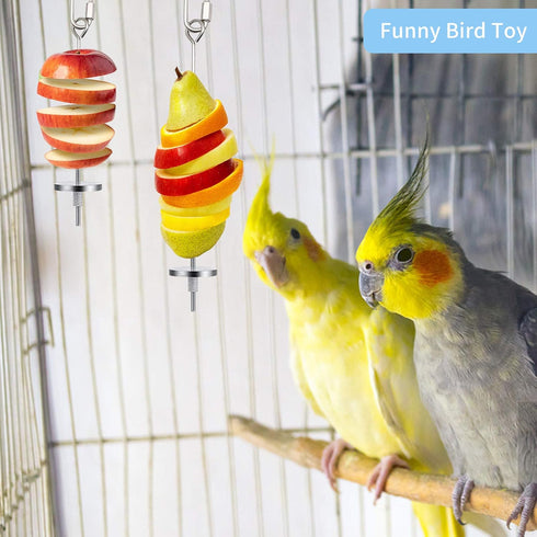 3Pcs Bird Food Holder, Bird Feeder Toy, Stainless Steel Small Animal Fruit Vegetable Stick Skewer, Foraging Hanging