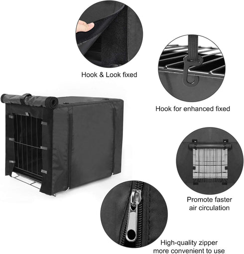 Durable Dog crate cover Double Door for large pet Kennel Covers Universal Fit for 24 30 36 42 48 inches Wire Dog Crate (30 Inch (30" L x 19" W x 21" H))-Black by Femuar