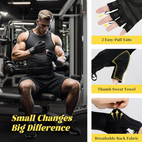 HOZMOZ 6mm Weight Lifting Gloves with Wrist Support, Gym Workout Gloves for Men Women, Full Palm Padded & Grip