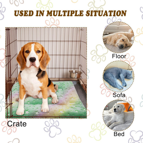 Cat Dog Bed Mat & Blanket, Reversible Pets Crate Pad Bed Mat, Ultra Soft Warm Fleece for Small Puppy Kitty, Washable