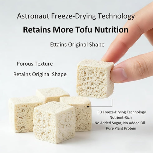 H2ONDBQF 6 oz Freeze-Dried Tofu Cubes High Protein Dehydrated Tofu Instant Vegan Protein for Ramen Toppings, Miso Soup