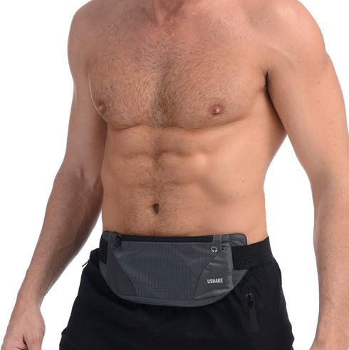 USHAKE Running Belt, Ultra Light Bounce Free Waist Pouch Bag for Men or Women, Fitness Workout Belt for iPhone