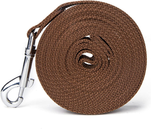 Strong Durable Nylon Dog Training Leash, 1 Inch Wide Traction Rope, 6 ft 10ft 15ft for Small Medium Dogs (Brown)