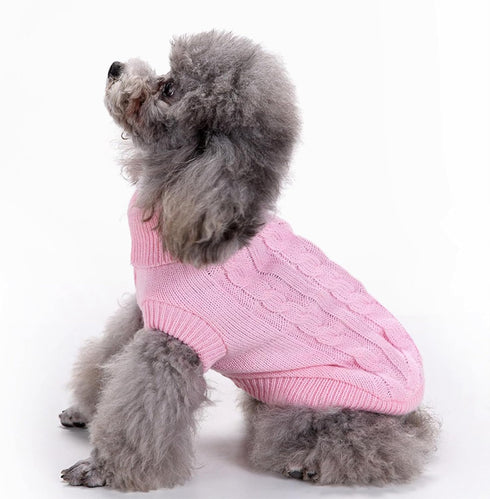 CHBORCHICEN Small Dog Sweaters, Knitted Pet Cat Warm Sweatshirt for Winter (Medium, Pink)
